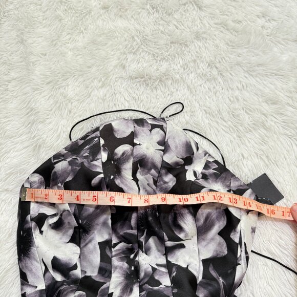 Women Phoebe Couture Halter Backless Floral Maxi Dress in Gray and Black Size 6 - Picture 5 of 12